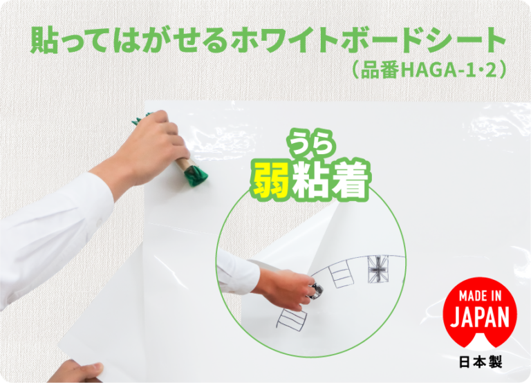 きれいに剥がせるホワイトボードシート うら弱粘着 凹凸糊