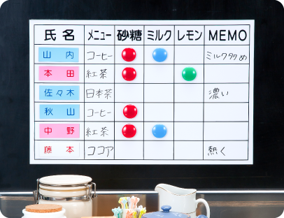 表を印字したホワイトボードシート