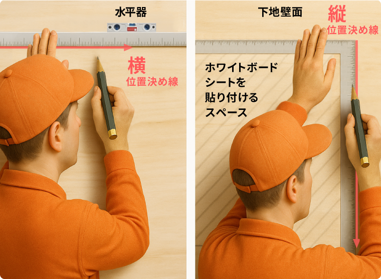 位置決め線のマーキング
