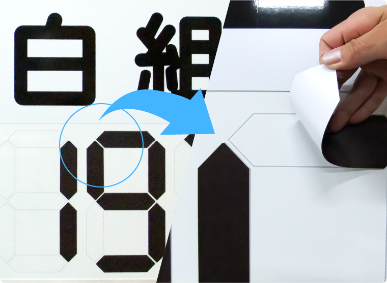 得点の数字をマグネットシートで簡単に変更