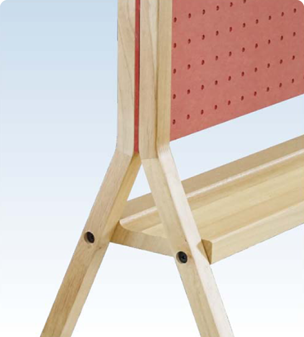 ゴムの集成材を使用したスタンド